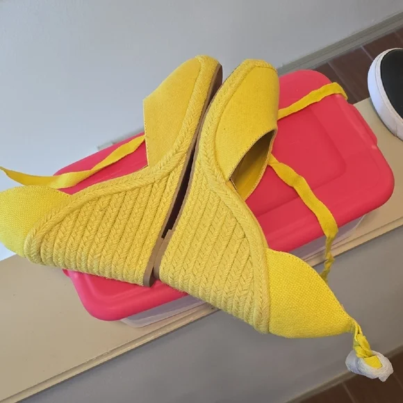 Sunny Yellow Espadrille Wedges - Picture 13 of 17